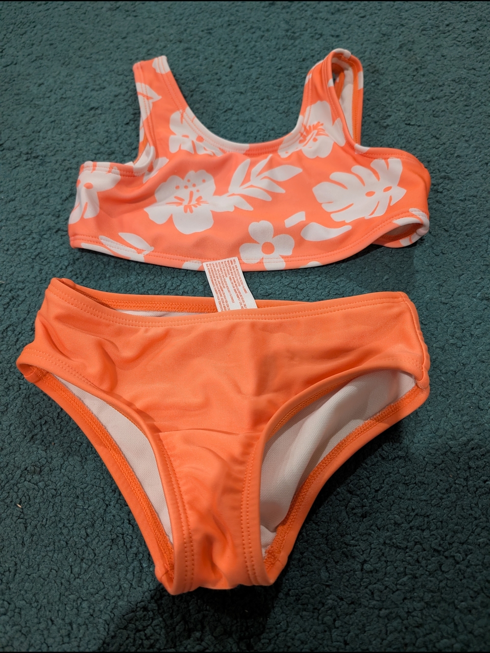 Cat & Jack Orange Floral Girls' Two-Piece Swimsuit 4t